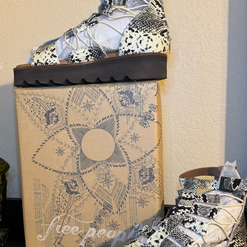 Free People Black and White Sandals